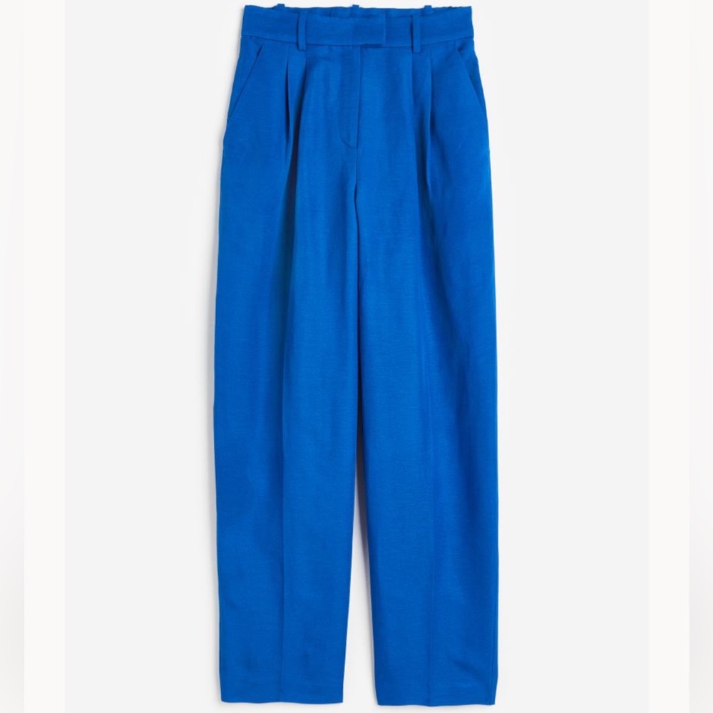 H&M Linen Blend Pleated Trouser Pants